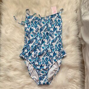 Lilly Pulitzer White and Blue Kaleidoscope One Piece Swimwear